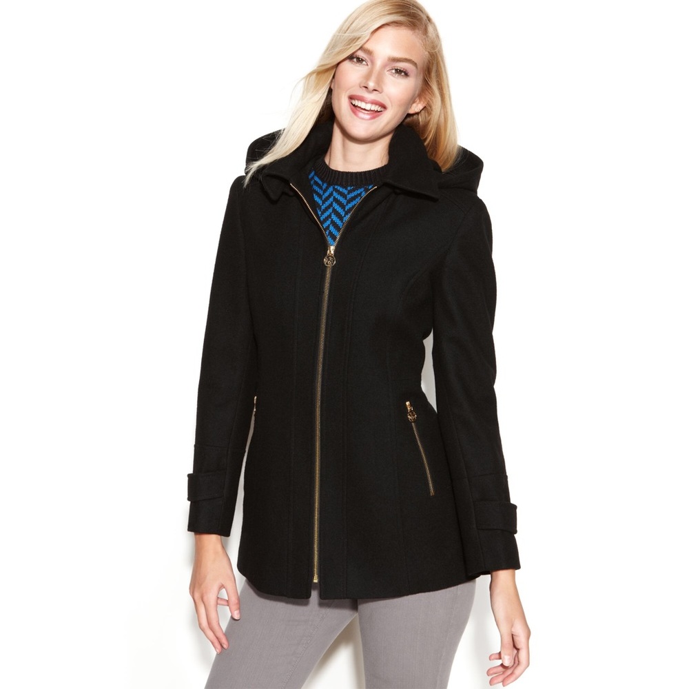 MICHAEL KORS Black Wool Coat- Size Small